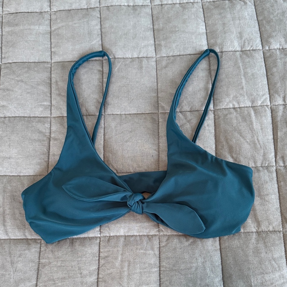 Prana Teal Bikini Top with Knot Detail